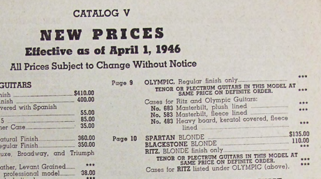 1946 price list Olympic