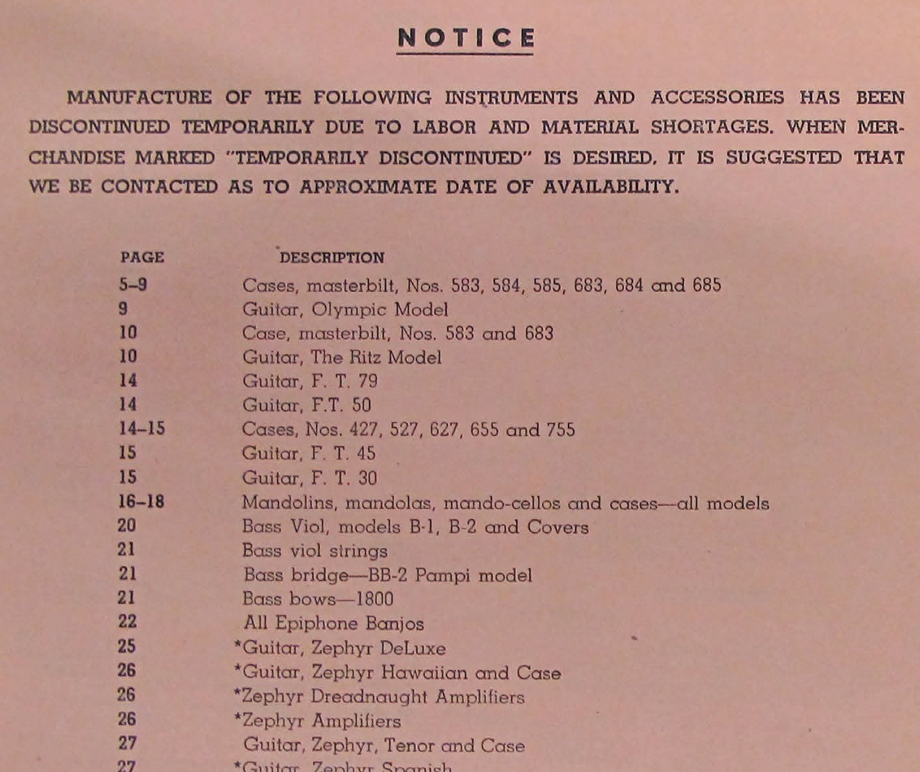 1946 Notice Sheet