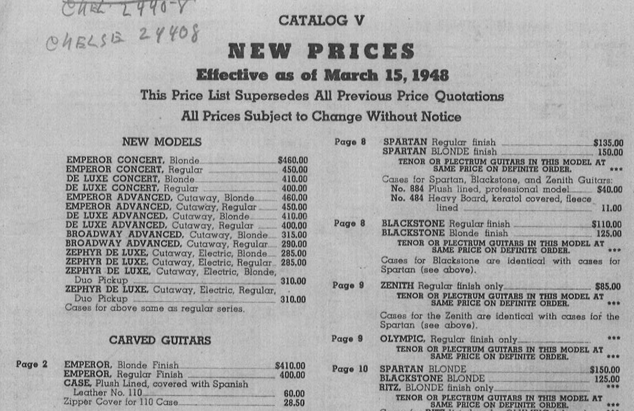 1948 price list new models